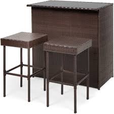 Best Choice Products Wicker 3 Piece Outdoor Bar Set Walmart Com In 2020 Outdoor Bar Sets Bar Table Sets Backyard Furniture