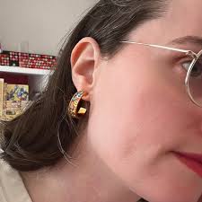 Atrio Hoop Earrings Ethnic Hoops Persian Hoops Tiles Quinta Da Bacalhôa  Azeitão Portugal Majolica Stainless Steel Hypoallergenic 1" Tribal