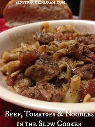 Slow cooker recipes with ground beef and noodles. Beef Tomatoes Noodles In The Slow Cooker Sidetracked Sarah
