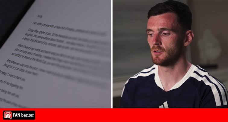 Andy Robertson reads poignant letter from Rute Cardoso, Diogo Jota's wife,  ahead of World Cup - Fan Banter