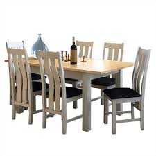 Kitchen & dining room sets : Padstow Stone Grey Ext Dining Set 6 X Chairs Roseland Furniture