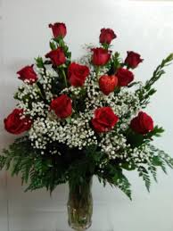 Red and white filler flowers. Classic One Dozen Premium Red Roses Red Rose Arrangement In Norwalk Ca Norwalk Florist