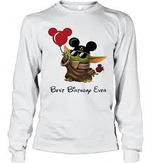 Star Wars Baby Yoda Holding Balloon Mickey Mouse Best Birthday Ever T Shirt Trend T Shirt Store Online