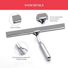 10 Inch Shower Squeegee For Shower Doors Glass Squeegee Wiper Stainless Steel Bathroom Squeegee Shower Cleaner Squeegee Shower Shower Doors Glass Shower Doors