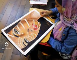 colors course activities by trainer ahmed mostafa من فعاليات كورس رسم البورتريه بالالوان كبار colorful drawings drawing course home art