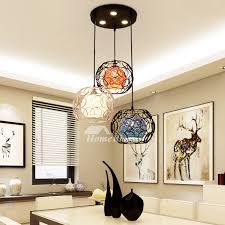 Wrought Iron Pendant Lighting 3 Light Industrial Kitchen Foyer Modern Black Chassis Fish Line Chandelier