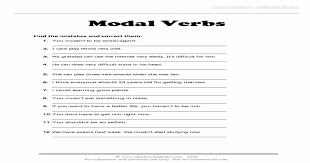 Modal Verbs Error Correction Verb Worksheets Verb Worksheets