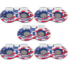 Red and white plastic floats on rope, swimming pool lane border. Intex White And Blue American Flag Inflatable 2 Person Pool Tube Float With Cooler 5 Pack In Red Red White And Blue Yahoo Shopping