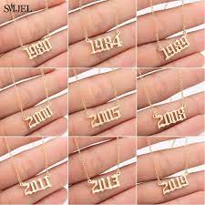 Year Number Necklaces Number Necklace Womens Necklaces Personalized Pendant Necklace