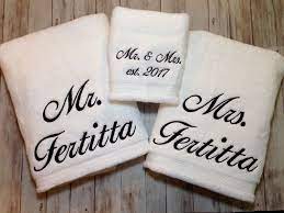 Mr And Mrs Bath Towel Set Custom Embroidered Personalized Towel Set Great Wedding Bridal Shower Embroidered Bath Towels Embroidered Gifts Monogram Towels