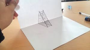 Next, from the center of this line, draw a long vertical line that will be the center axis of the cone. How To Draw 3d Ladder Optical Illusion 3d Drawing Step By Step Youtube