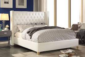 All beds and bases platform beds upholstered platform beds. Soho Upholstered Platform Bed White Meridian Furniture Furniture Cart