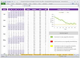 excel fitness tracker and weight tracker for year 2018