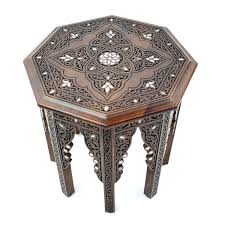 Buy online egyptian table, with ancient egyptian scenes inlaid with mother of pearls, get your mother of pearl coffee table with fast delivery and top secured payment! Octagonal Syrian Mother Of Pearl Coffee Table Carved By Hand