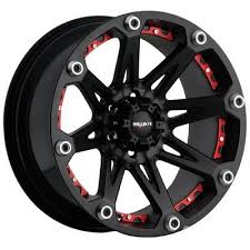 17 Inch Black And Orange Rims Ballistic Off Road Wheels 814 Jester 17 Inch 17x9 0 Off Road Black Wheels With Red Accents Wheel Rims Wheels And Tires Off Road Wheels