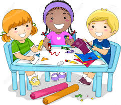 Ilustración De Un Grupo Diverso De Preescolar Niños Trabajando En ...