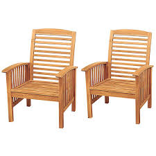Lay back and relax with this fully cushioned acacia wood lounge chair. Welwick Designs Boardwalk Brown Acacia Outdoor Dining Chairs With White Cushions Set Of 2 The Home Depot Canada