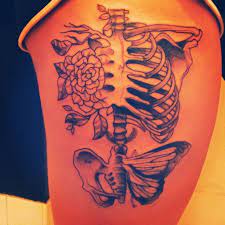 Whimsical Skeleton Bones Tattoo With Flowers And Butterfly Tech Tattoo Tattoos Baby Tattoos
