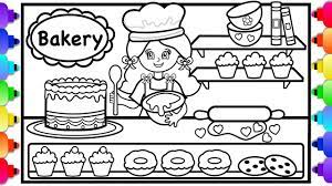 Visit Rainbowplayhouse Com To Print This Coloring Page How To Draw A Bakery Shop And A Girl Cute Bake Coloring Pages For Kids Cute Bakery Coloring Pages