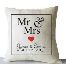 Decorative Pillow Cover Mr Mrs Pillow Est Date Pillow Ivory Linen Pillowcase Personaliz Monogram Pillows Decorative Pillow Covers Personalized Wedding Gifts