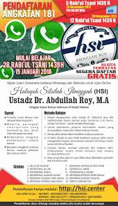 *halaqah silsilah ilmiyah abdullahroy (hsi abdullahroy)* adalah salah satu media untuk belajar agama islam secara sistematis dan terukur serta diasuh langsung oleh ustadz dr. Hsi Abdullah Roy Sesat
