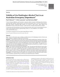 Validity of the Paddington Alcohol Test ...