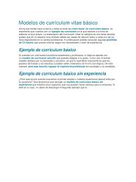 Descargar modelo de curriculum sencillo. Modelos De Curriculum Vitae Basico