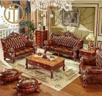 European Style Top Layer Cowhide Sofa Combined with Solid ...