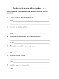 Sentence Structure Sentence Structure Sentences Worksheets