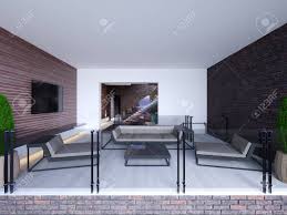Glass blocks are typically joined together with mortar, much like a brick wall. New Design Loft Style Terrace With Brick Wall Soft Outdoor Furniture Stock Photo Picture And Royalty Free Image Image 148920915