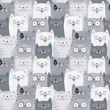 Cats Repositionable Wallpaper Peel Stick Fabric Wallpaper Kitty Pattern Self Adhesive Wallpaper For Nursery Or Girl S Room Pvc Free 401 Garabatos De Animales Tapiz De Tela De Pared Empapelado De Gato