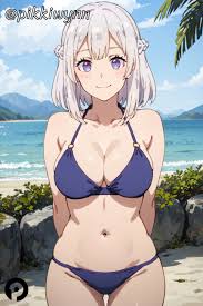 Rule 34 - Ai Generated Arms Behind Back Bangs Beach Bikini Blue Bikini Blue  Sky Blush Braid Breasts Cleavage Closed Mouth Cloud Collarbone Cowboy Shot  Day Female Hakuren Isekai Nonbiri Nouka Large