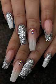 Leave the ring fingernail bare. Glitter Acrylic Nails