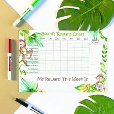 Personalised Rewards Charts Monkey Childrens Reward Chart A4 Magnetic Dry Erase Rewards Chart