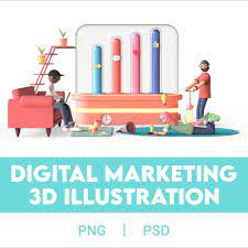 3d Digital Marketing Illustration Digital Marketing Colorful Backgrounds 3d Illustration