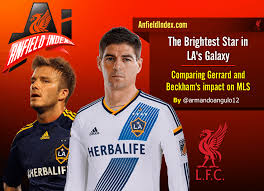 Steven gerrard featured for the american side sporting his iconic no.8 shirt with an oddly misspelled name. Brightest Star In La S Galaxy Gerrard Beckham Compared