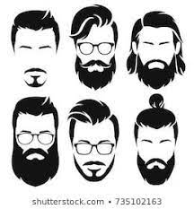 Set Of Silhouette Bearded Men Faces Hipsters Style With Different Haircuts Vector Illustration Beard Illustration Beard Drawing Beard Images