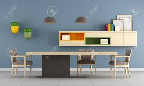 Buffet buffets buffet furniture sideboard sideboards. Modern Dining Room With Table Chair And Sideboard On Wall 3d Rendering Stock Photo Picture And Royalty Free Image Image 51574940