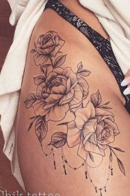23 Best Rose Thigh Tattoo Ideas for Women | StayGlam