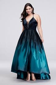 Strappy Satin Ombre High Low Plus Size Ball Gown Prom Dress David S Bridal Plus Size Prom Dresses Plus Size Gowns Plus Size Formal Dresses