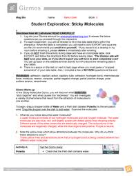 Large atoms tend to be found on the right side of their. Sticky Molecules Se Siushuib Mag Bio Name Mehul Goel Block Student Exploration Sticky Molecules Directions From Mr Lafortune Read Carefully Log Into Your Studocu