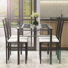 Latitude run® modern metal & wood indoor rectangular dining chair,furniture set for dining room, kitchen, dinette, table w/metal legs 4 chairwood wayfair $ 229.99 5 Pcs Glass Metal Table And 4 Chairs Dining Set Dining Room Design Metal Table Glass Dining Table Set