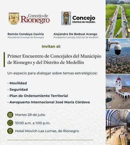 Primer Encuentro de Concejales de Rionegro y Medellín 🤝 El Concejo de  Rionegro y el Concejo Distrital de Medellín realizarán el Primer Encuentro  de Concejales, un espacio de diálogo y articulación institucional