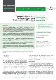 Pdf Audit On Melatonin Use In Paediatric Patients During