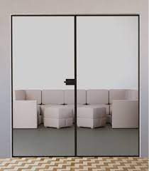 This keeps exterior sound out and interior sound in while allowing ample natural light to flow through office interiors. Metal Framed Doors Slim Door Interior Doors Industrial Style Hinged Double Doors
