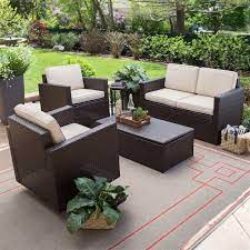 Free delivery and returns on ebay plus items for plus members. Outdoor Wicker Resin 4 Piece Patio Furniture Dinning Set With 2 Chairs Loveseat And Coffee Table Fastfurnishings Com