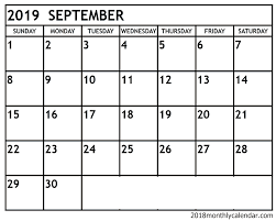2019 September Calendar Printable Template Calendar Printables September Calendar Printable Excel Calendar