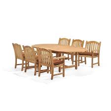 Devoko 9 pieces patio dining sets outdoor space saving rattan chairs with glass table patio furniture sets cushioned seating and back sectional conversation set. Scancom Oxford 7 Piece Teak Outdoor Dining Set Lowe S Canada