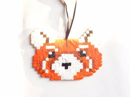 Panda Roux En Pixel Art Perles A Repasser A Par Nostalgeek Sur Etsy Pixel Art Hama Beads Art
