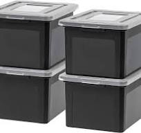 IRIS USA File Box, Plastic File Organizer with Lids for Letter/Legal File,  Portable Document Box For Moving, Storage Bin with Durable and Secure Lid,  ...